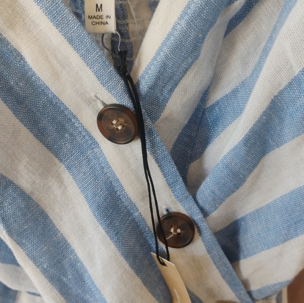Love Tree Women's Striped Linen Blend Dress Size M NWT - Picture 6 of 6